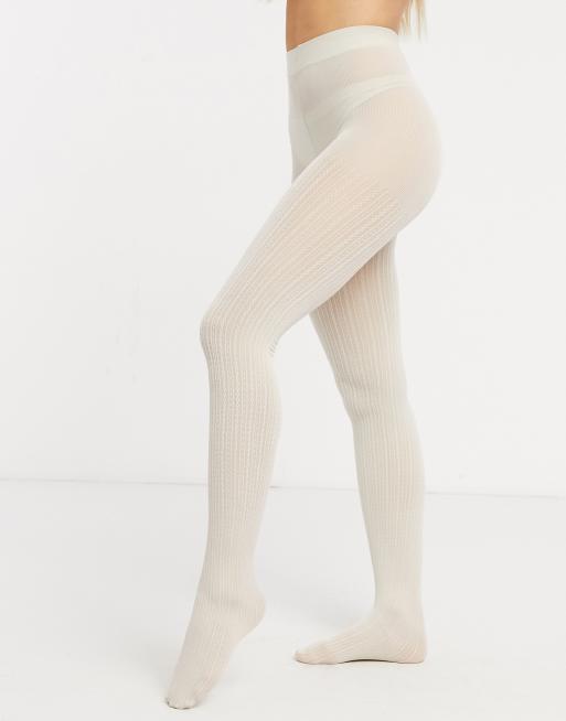 CABLE KNIT LEGGINGS - Ecru