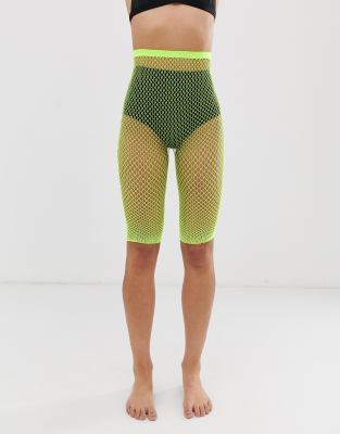 Neon Green Fishnet Tights