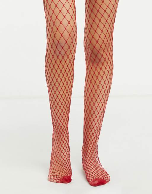 Red fishnet hot sale stockings