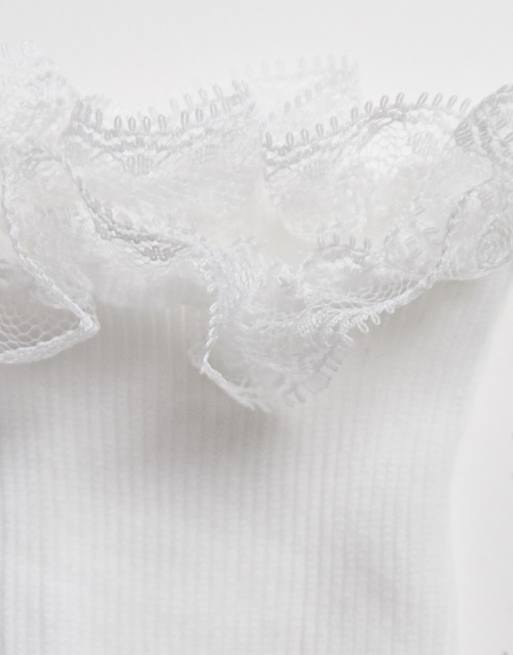 Gipsy frill ankle sock in white, 3 of 3