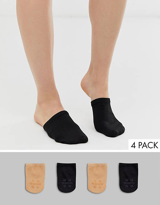 Gipsy - Lot de 4 paires de chaussettes pour mules - Noir et beige