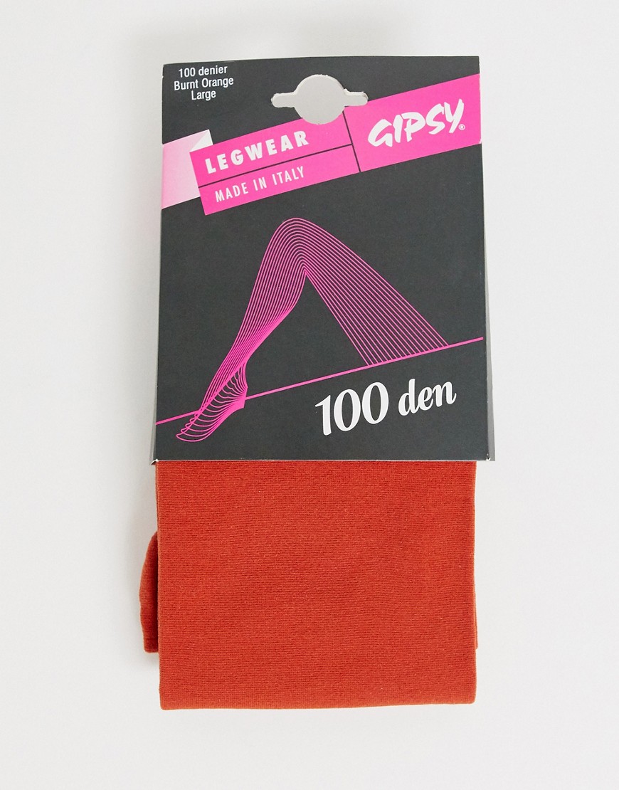 Gipsy – Mörkorangefärgade lyxiga opak-tights i 100 denier