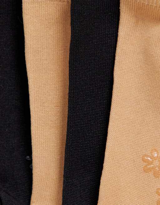 Gipsy mule 4 pack sock in black and beige, 3 of 4