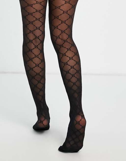 Black Cross Fishnet Tights