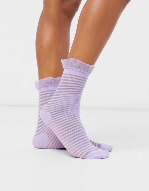 Gipsy sheer mesh ankle socks in lilac