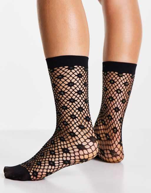 Gipsy Sparkle Glitter Fishnet Tights in Black