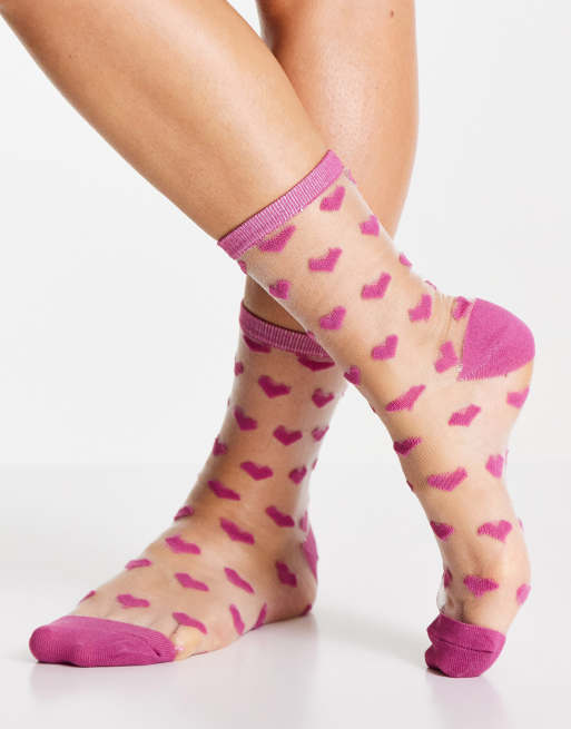 Gipsy Valentines mesh heart socks in pink
