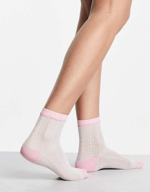 Gipsy – Vita och rosa skira ankelstrumpor i spets, 2 av 4