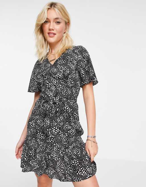 Girl In Mind angel sleeve mini dress in spot