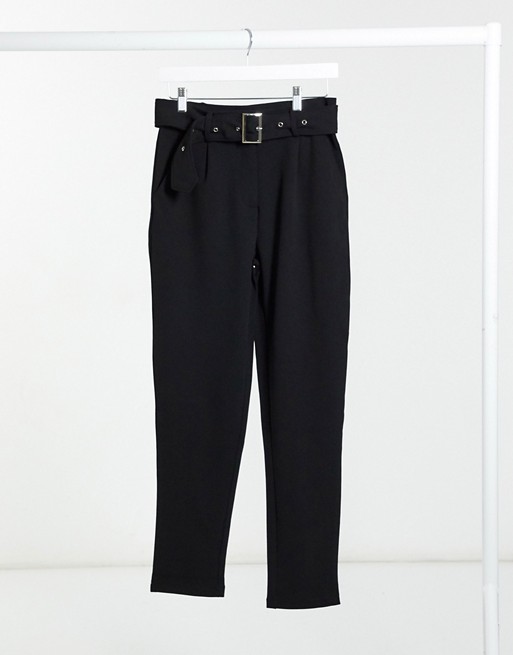 Girl In Mind buckle belted trousers in black