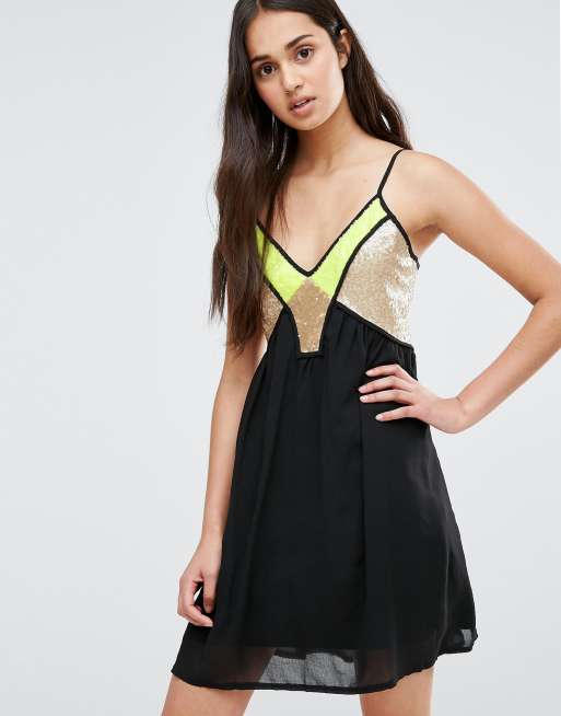 Girl In Mind Colour Block Skater Dress