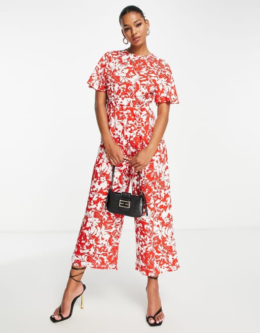 Red best sale jumpsuit culotte