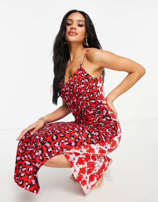 Asos red 2024 leopard dress