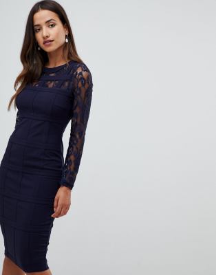 lace sleeve bodycon dress