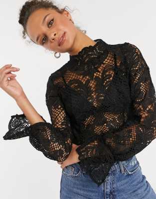 sheer black high neck top