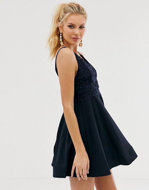 Girl In Mind lace top skater dress
