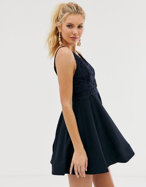 Lace top best sale skater dress