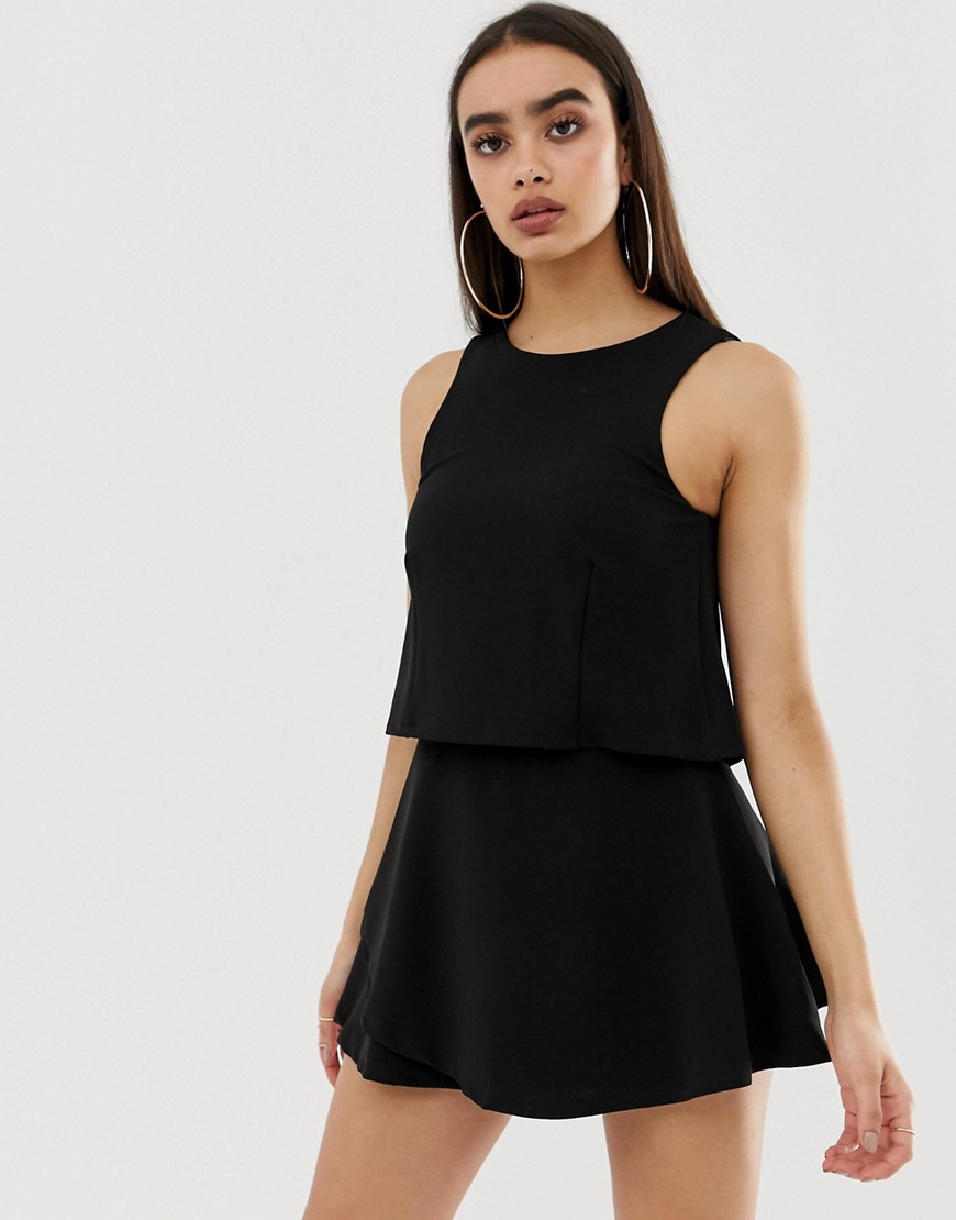 Girl In Mind layered playsuit-Black