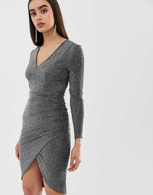 Girl In Mind metallic wrap midi dress | ASOS