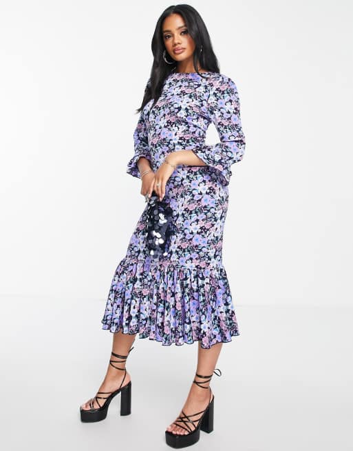 Girl In Mind midi dress in purple floral | ASOS