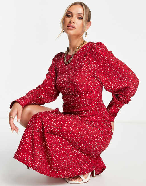 Girl In Mind midi dress in red print