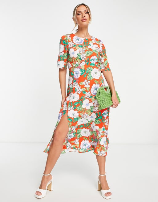 Girl In Mind midi dress with puff sleeve in floral print