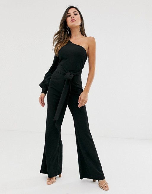 Girl In Mind one sleeve wide leg jumpsuit