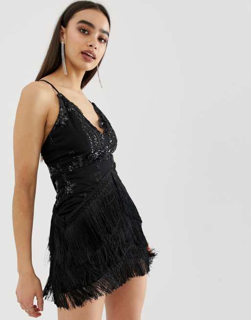 Tassle black dress sale