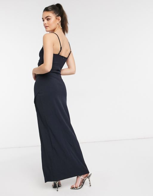 Girl In Mind split leg maxi dress in navy ASOS