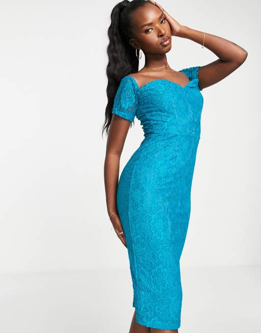 Turquoise bardot clearance dress