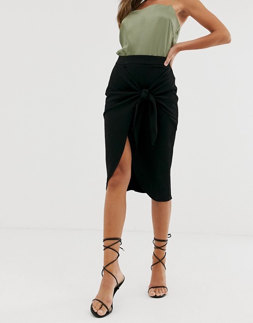 Girl In Mind tie front wrap front skirt