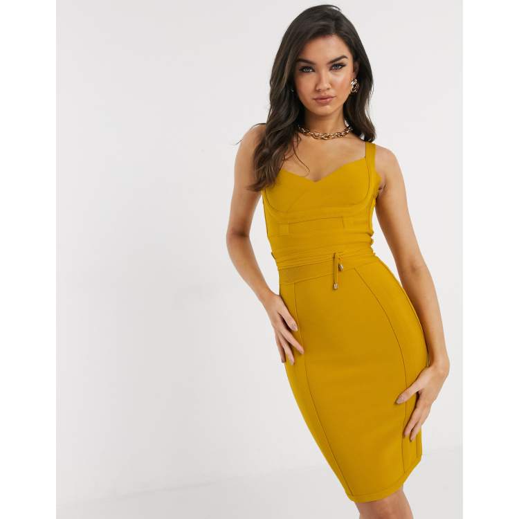 Mustard yellow bandage on sale dress