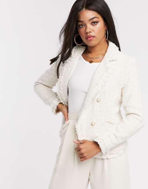 Beige Tweed Jacket Women White Tweed Blazer Women Tweed 