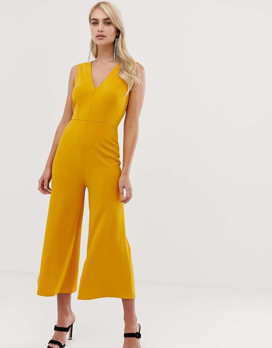 Girl In Mind v neck jumpsuit-Yellow