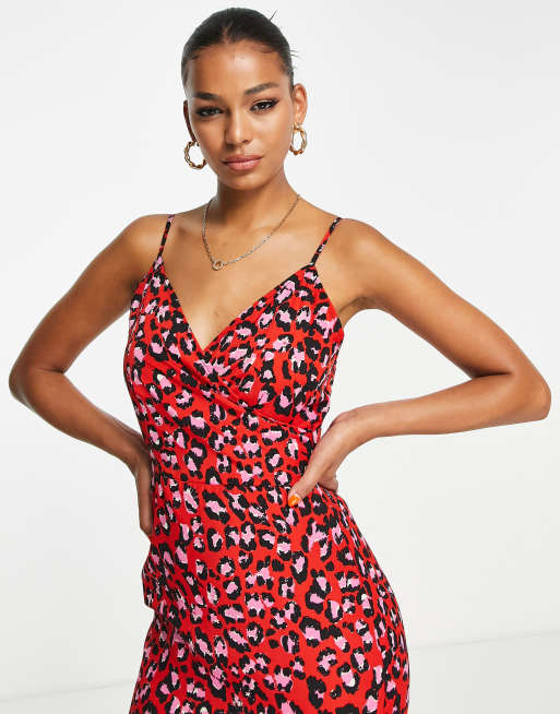 Red leopard sale wrap dress