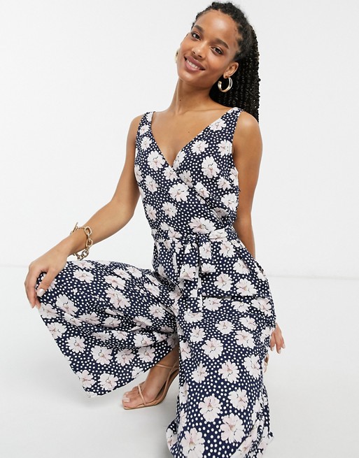 Girl In Mind wrap front jumpsuit in floral