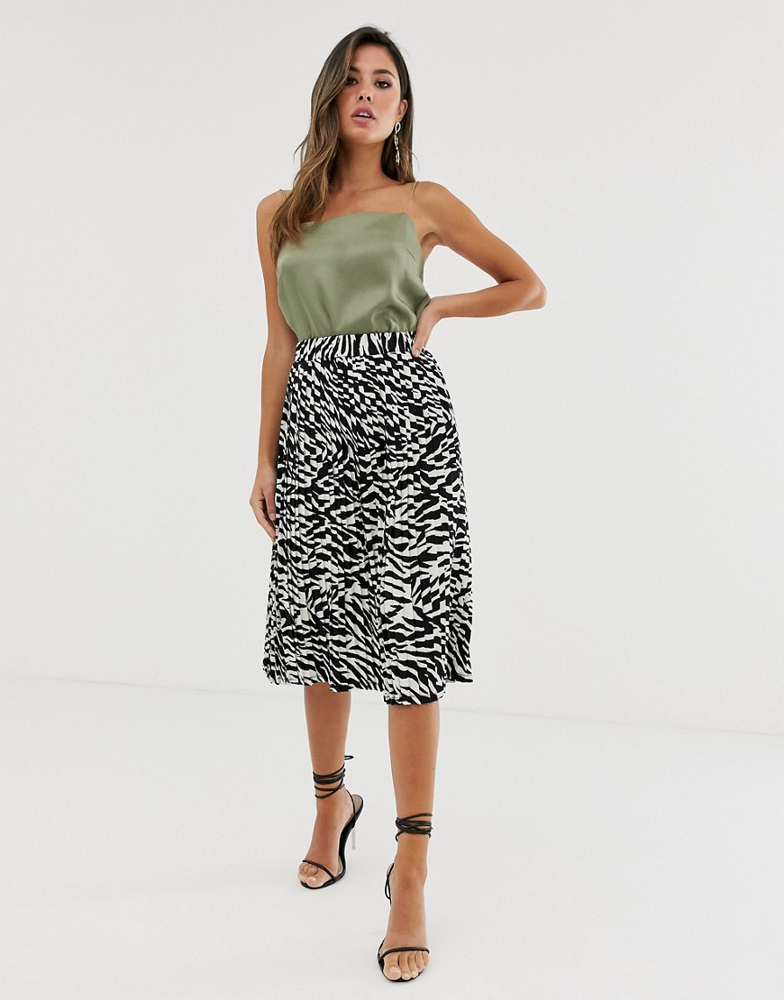 Girl In Mind zebra print midi skirt-Multi