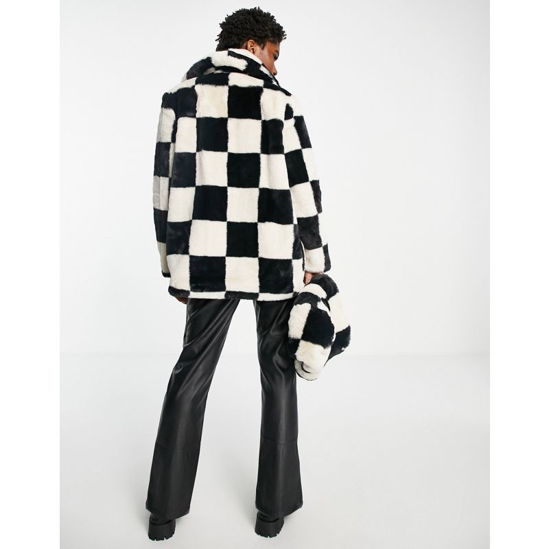 Cappotti Donna Girlfriend Material - Cappotto in pelliccia sintetica a scacchi