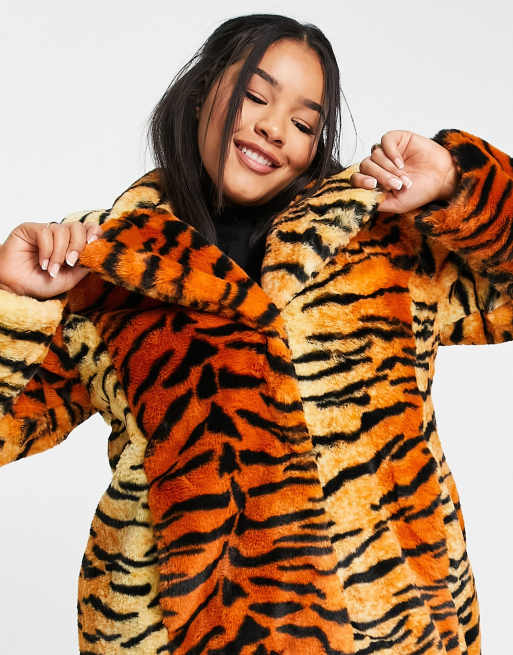 Tiger print 2025 fur coat