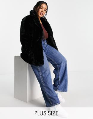 Girlfriend Material Curve ultimate faux fur coat in darkest black - ASOS Price Checker