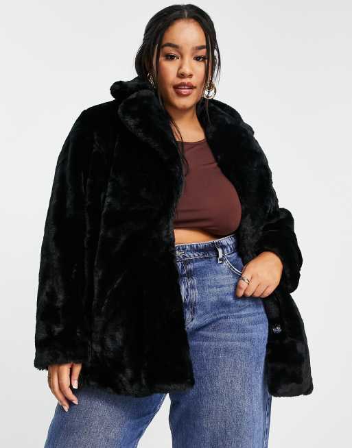 Plus size cheap faux fur jacket