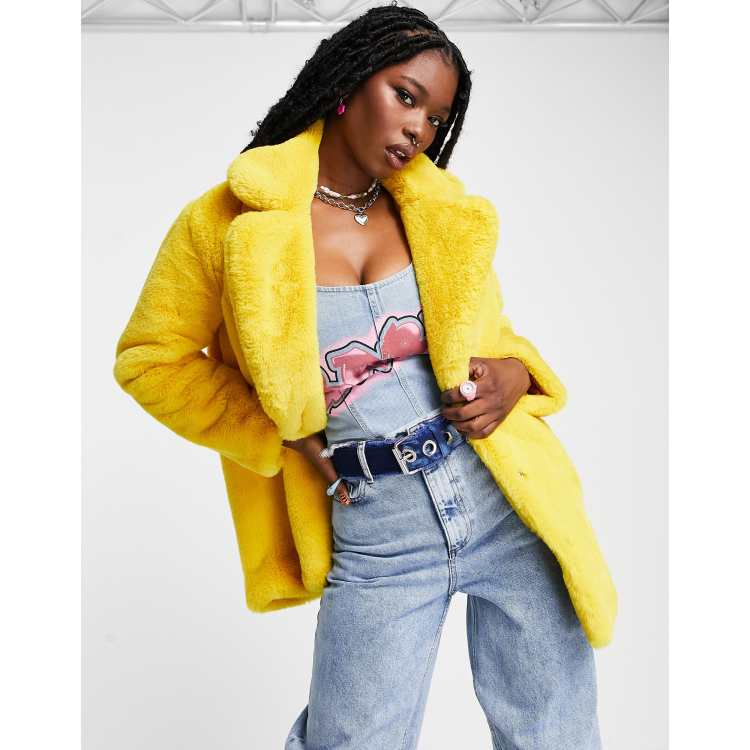 Mustard discount fluffy coat