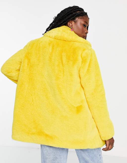 Yellow cheap fur jacket