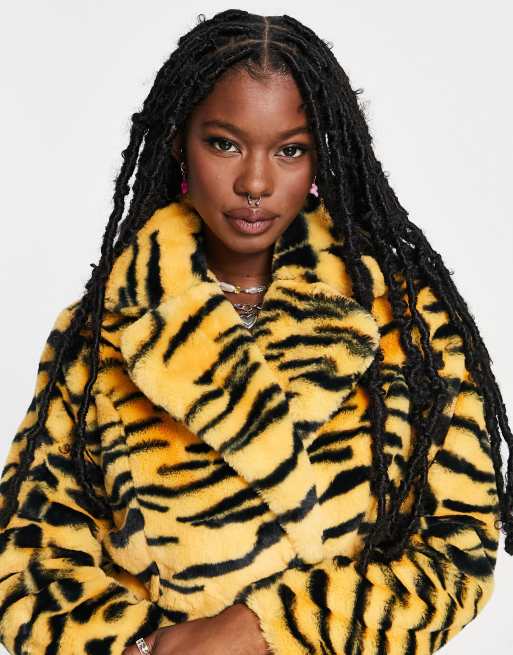 Faux fur 2025 mustard coat