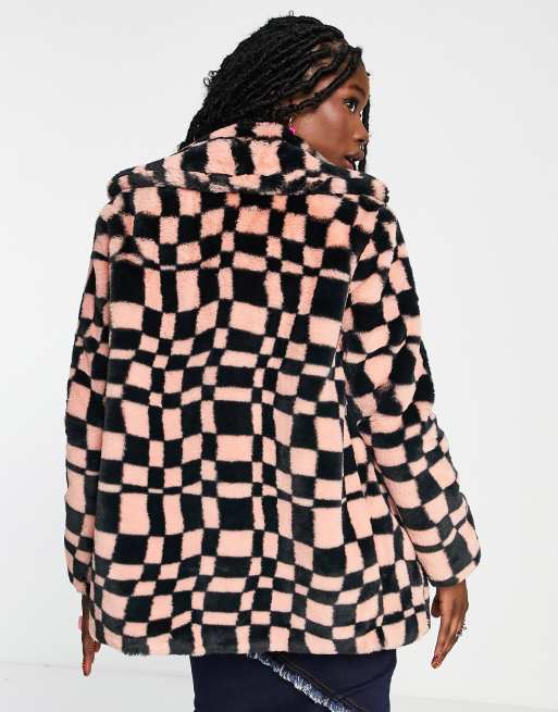 Checkered 2024 fluffy jacket