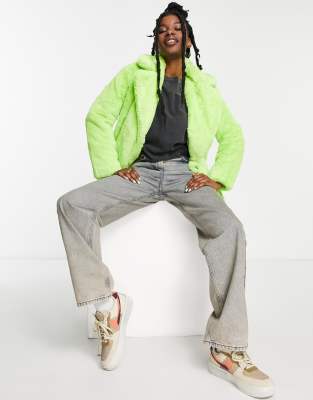 Lime green fur clearance jacket