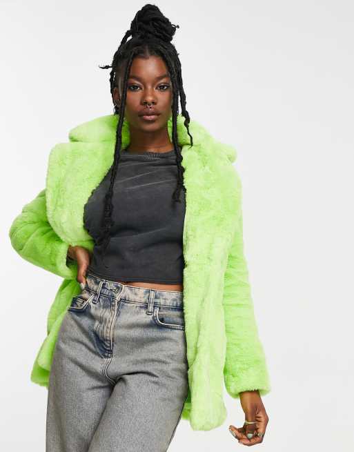 Neon green hotsell faux fur coat