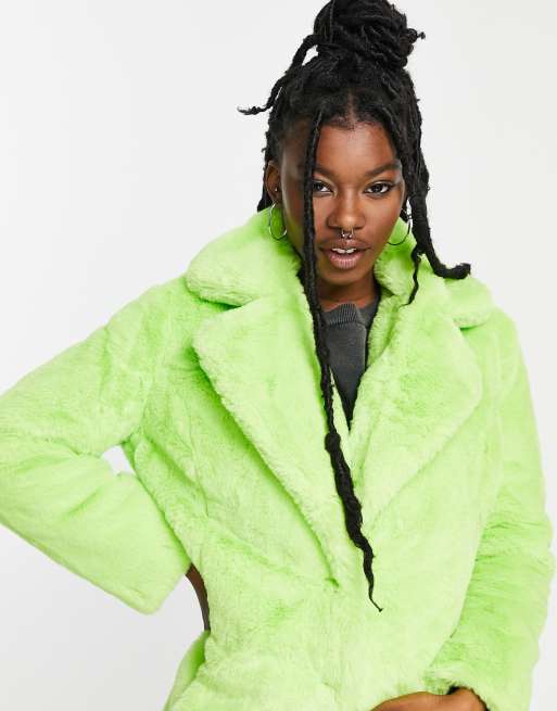 Lime green sale fur coat