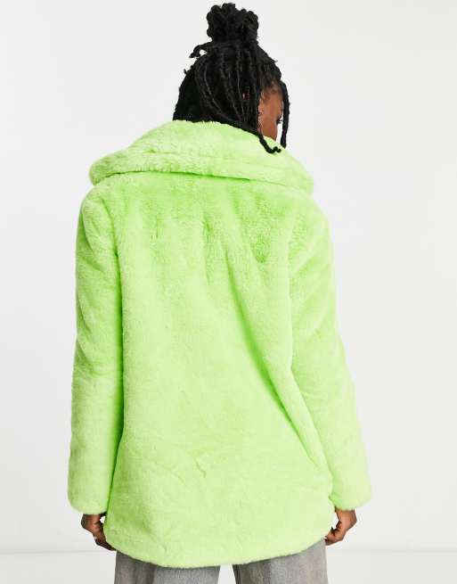 Lime green 2025 faux fur jacket