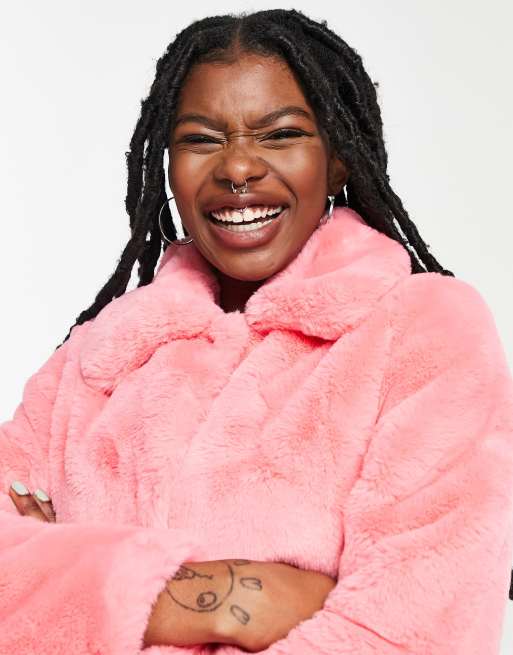 Asos pink clearance faux fur coat